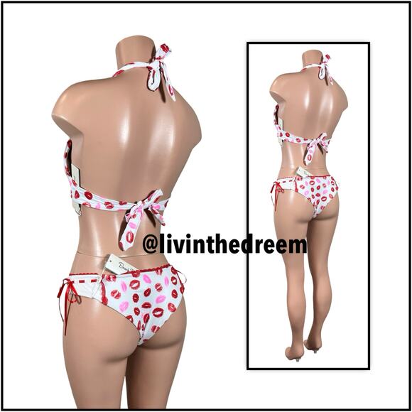 Beach Bunny Lips of an Angel Push Up Top and Skimpy Bottoms SZ M $226 - Picture 7 of 14